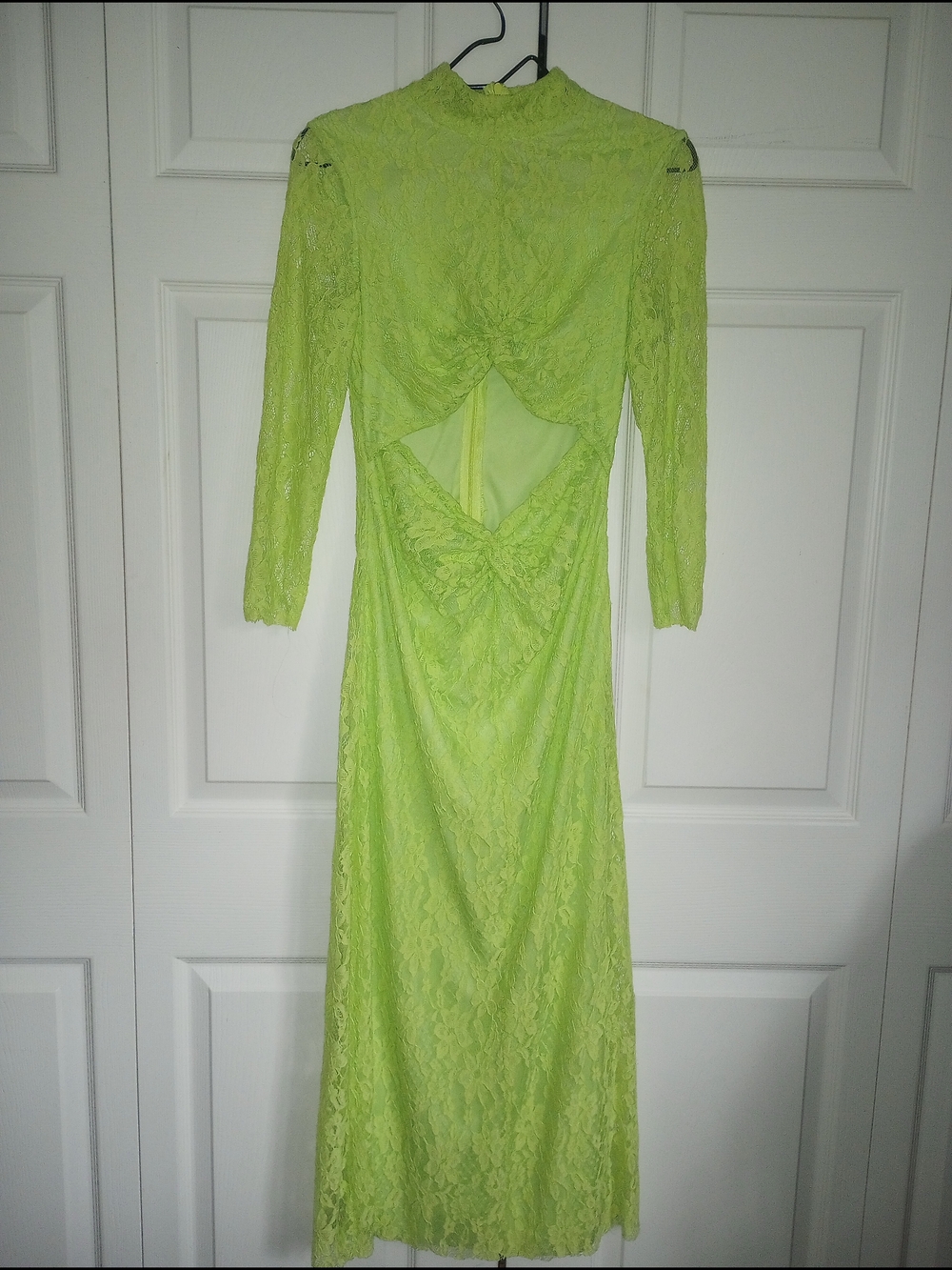 SomethingNew Neon Green Lace Festival Rave Dress Sexy Bare Midriff M